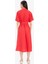 Gömlek Yaka Kuşaklı Kısa Kollu Kırmızı Midi Yazlık Elbise F2113AX25SM 10