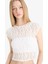 Coool Fitted Crop Dantel Kısa Kollu Beyaz Bluz F1778AX25SM 14