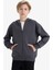 Erkek Çocuk Kapüşonlu Basic Düz Okul Fermuarlı Sweatshirt X7382A625WN 13
