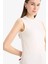 Regular Fit Fitilli Kaşkorse Basic Düz Kolsuz Tesettür Tunik F3610AX25SM 10