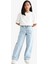 Kız Çocuk Baggy Fit Geniş Paça Jean Pantolon E9833A825AU 13