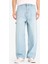 %100 Pamuk Skater Fit Geniş Kalıp Yüksek Bel Geniş Paça Jean Pantolon F3925AX25SM 14