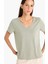 Regular Fit V Yaka Basic Düz Kısa Kollu Tişört F4214AXNS 6