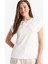 Bağcıklı Yaka Bürümcük Kısa Kollu Tişört F2767AX25SM 10