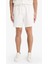 %100 Pamuk Yazlık Relax Fit Rahat Beyaz Jean Bermuda Şort Z4460AZ25SM 13