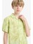 Erkek Çocuk Oversize Geniş Kalıp Polo Yaka Desenli Viskon Kısa Kollu Gömlek F5673A825HS 7