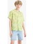 Erkek Çocuk Oversize Geniş Kalıp Polo Yaka Desenli Viskon Kısa Kollu Gömlek F5673A825HS 9