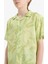 Erkek Çocuk Oversize Geniş Kalıp Polo Yaka Desenli Viskon Kısa Kollu Gömlek F5673A825HS 11