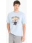 %100 Pamuk Boxy Fit Bisiklet Yaka Baskılı Kısa Kollu Tişört F4285AX25SM 9