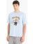 %100 Pamuk Boxy Fit Bisiklet Yaka Baskılı Kısa Kollu Tişört F4285AX25SM 10