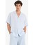 %100 Keten Relax Fit Apaş Yaka Kısa Kollu Gömlek F4597AX25HS 10