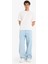 %100 Pamuk Skater Fit Geniş Paça Jean Yıkamalı Pantolon F5668AX25AU 11