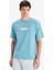 %100 Pamuk Boxy Fit Bisiklet Yaka Baskılı Kısa Kollu Tişört F6122AX25SM 10