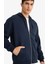 Comfort Fit Kapüşonlu İçi Yumuşak Tüylü Basic Düz Cepli Kalın Fermuarlı Sweatshirt D7599AX25AU 13