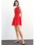 Yuvarlak Yaka Gipeli Kırmızı Mini Elbise F7542AX25SM 10