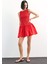 Yuvarlak Yaka Gipeli Kırmızı Mini Elbise F7542AX25SM 11