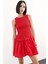 Yuvarlak Yaka Gipeli Kırmızı Mini Elbise F7542AX25SM 13
