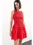 Yuvarlak Yaka Gipeli Kırmızı Mini Elbise F7542AX25SM 14