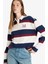 Oversize Geniş Kalıp Polo Yaka Çizgili Baskılı Sweatshirt 12