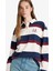 Oversize Geniş Kalıp Polo Yaka Çizgili Baskılı Sweatshirt F7915AX25AU 9