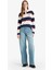 Oversize Geniş Kalıp Polo Yaka Çizgili Baskılı Sweatshirt F7915AX25AU 10
