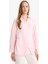 Regular Fit Gömlek Yaka Önden Bağlamalı Poplin Uzun Kollu Gömlek Tunik F8347AX25AU 8