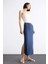 Slim Fit Dar Kesim Yırtmaçlı Midi Etek F8335AX25SM 11