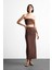 Slim Fit Dar Kesim Yırtmaçlı Midi Etek F8335AX25SM 8