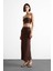 Slim Fit Dar Kesim Yırtmaçlı Midi Etek F8335AX25SM 9