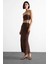 Slim Fit Dar Kesim Yırtmaçlı Midi Etek F8335AX25SM 10