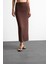 Slim Fit Dar Kesim Yırtmaçlı Midi Etek F8335AX25SM 11
