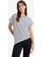 Asimetrik Bisiklet Yaka Çizgili Kısa Kollu Tişört F8175AX25AU 12