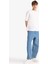 %100 Pamuk Tapered Wide Leg Fit Geniş Paça Jean Yıkamalı Pantolon F8397AX25AU 10