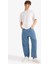 %100 Pamuk Tapered Wide Leg Fit Geniş Paça Jean Yıkamalı Pantolon F8397AX25AU 12