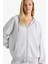 Relax Fit Kapüşonlu Basic Düz Kalın Fermuarlı Sweatshirt C1809AX25AU 8