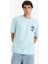 %100 Pamuk Boxy Fit Bisiklet Yaka Baskılı Kısa Kollu Tişört F4533AX25SM 9