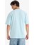 %100 Pamuk Boxy Fit Bisiklet Yaka Baskılı Kısa Kollu Tişört F4533AX25SM 12