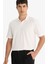 Regular Fit Polo Yaka İnce Dokulu Kısa Kollu Tişört F8477AX25AU 7