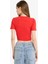 Coool Fitted Crop Basic Düz Kırmızı Kısa Kollu Tişört F8924AX25HS 12