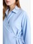 Regular Fit Gömlek Yaka Önden Bağlamalı Poplin Uzun Kollu Gömlek Tunik F8347AX25AU 16