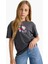 Kız Çocuk Hello Kitty Relax Fit Bisiklet Yaka Sırt Baskılı Kısa Kollu Tişört F9724A825HS 9