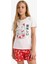 Kız Çocuk Pijama Takımı Baskılı Kısa Kollu Tişört Desenli Şort G0922A825HS 9