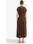 Bisiklet Yaka Keten Karışımlı Kısa Kollu Maxi Elbise G1461AX25AU 17