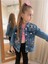 Anne-Kız Çocuk Çiçek Nakışlı Kot Ceket-Jeans Ceket/kot Mont-Jeans Mont 4