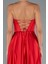 Straplez Yırtmaçlı Cut Out Uzun Saten Abiye ABU5246 4