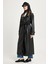 Kadın Siyah Oversize Astarsız Tam Boy Deri Trench 30022 1