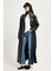 Kadın Siyah Oversize Astarsız Tam Boy Deri Trench 30022 5