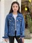 Kız Çocuk Çiçek Nakışlı Kot Ceket-Jeans Ceket/kot Mont-Jeans Mont 8