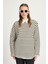 Kadın Çizgili Oversize Siyah Krem Sweatshirt 30010 5