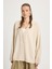 Oversize Düğmeli Triko Hırka Ekru 3